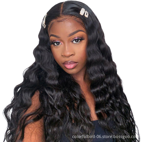 free sample Natural color 32 inch 4*4 lace loose deep wave wigs human hair remy hair 4*4 frontal swiss lace wigs brazilian hair